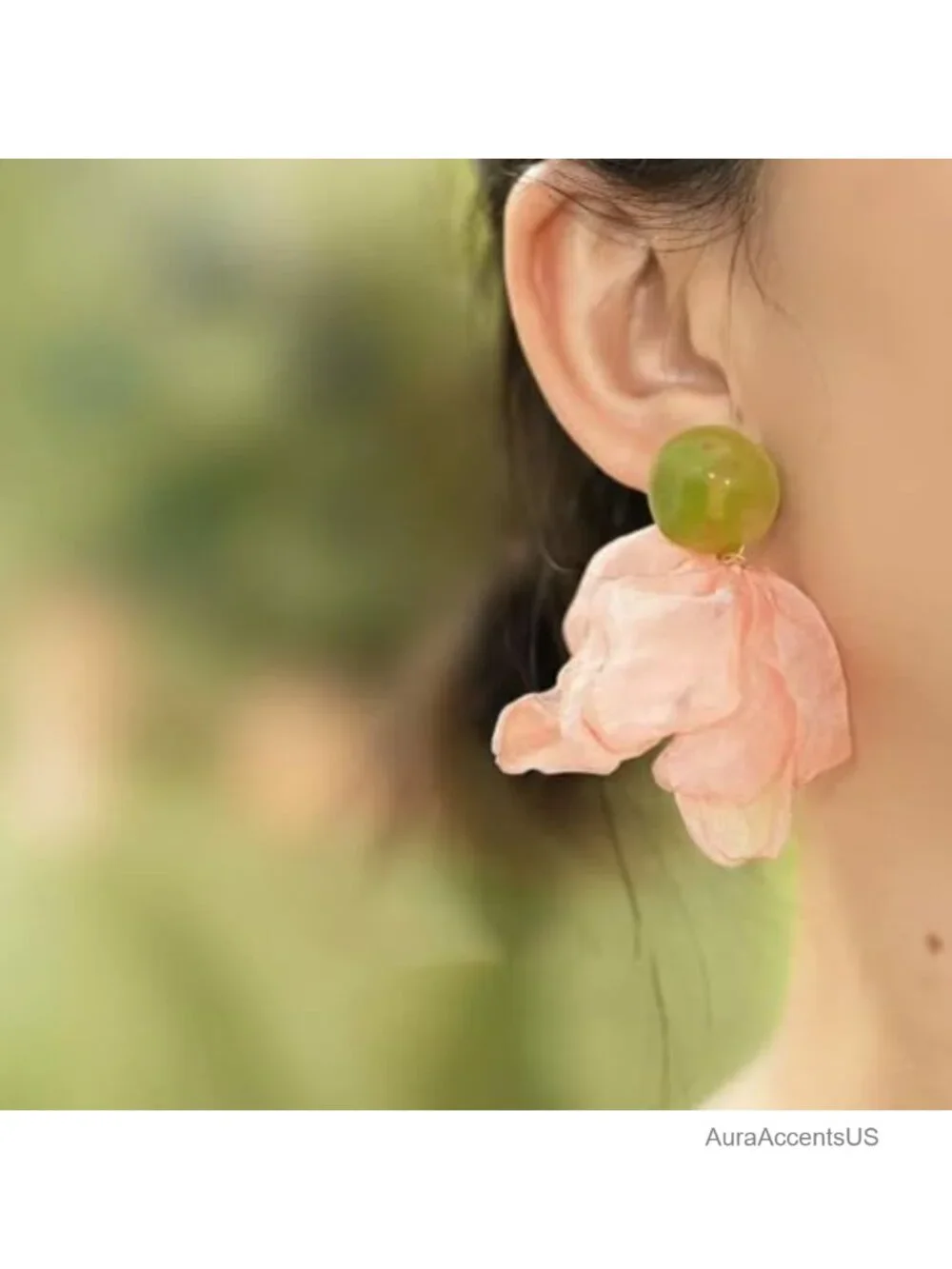 Chunky Big Flower Fabric Dangle Earrings Boho Vintage Large Cloth Floral Stud